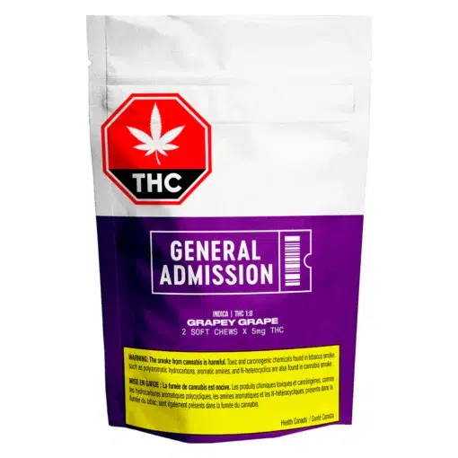 Grapey Grape THC Soft Chew (1:0) - Indica by General Admission - 2 Pack - Image 2