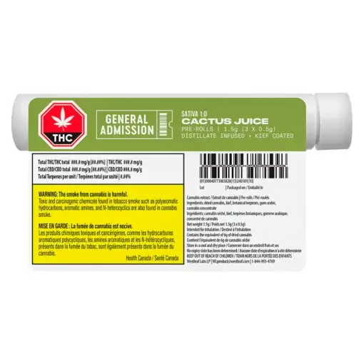 Cactus Juice Infused Pre-Rolls by General Admission - 3x0.5g - Image 3