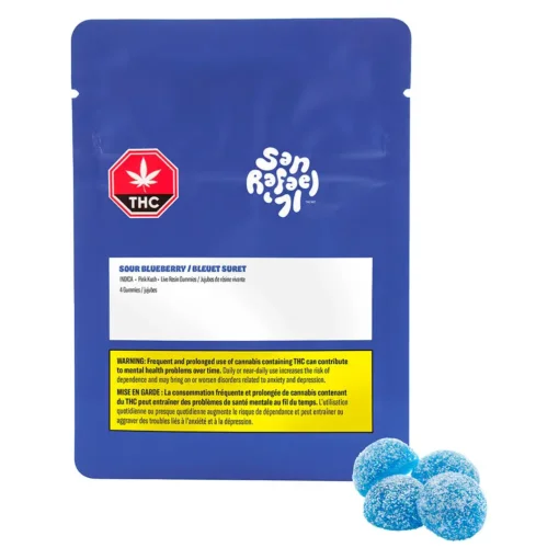 Sour Blueberry Live Resin Gummies by San Rafael '71 - 4 pack - Image 4