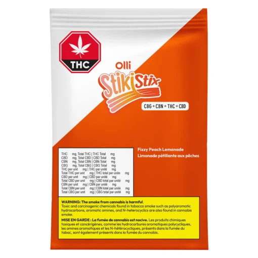 1:1:1:1 Sour Fizzy Peach Lemonade CBG/CBN/THC/CBD by Stikistix - 1 pack - Image 2