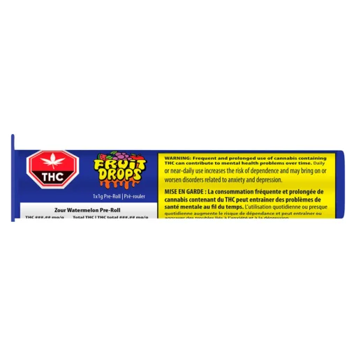 Zour Watermelon Pre-roll by Fruit Drops - 1x1g - Image 2