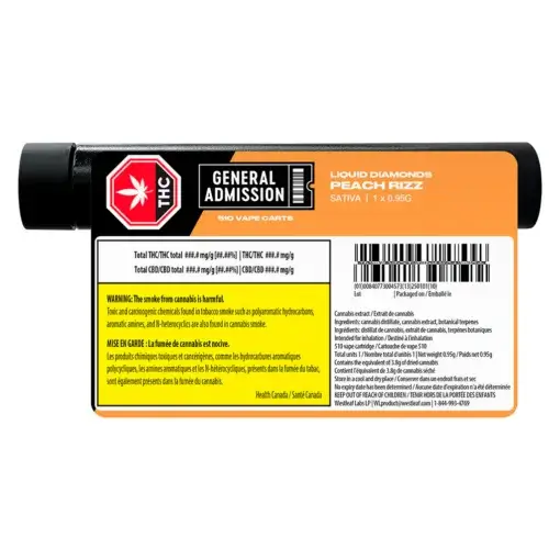 Peach Rizz Liquid Diamond 510 Thread Vape Cartridge by General Admission - 0.95g - Image 3