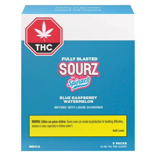 Fully Blasted Blue Raspberry Watermelon Gummies by SOURZ by Spinach® - 5 pack - Image 3