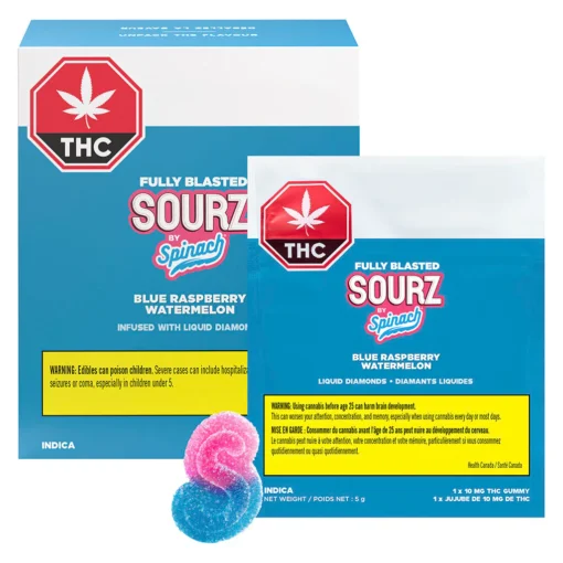 Fully Blasted Blue Raspberry Watermelon Gummies by SOURZ by Spinach® - 5 pack - Image 6