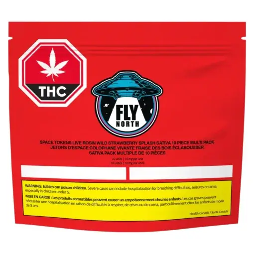 Space Tokens Live Rosin Wild Strawberry Splash Sativa Gummies by Fly North - 10 pack - Image 2