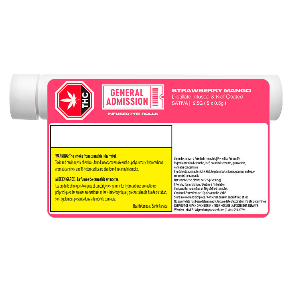 Strawberry Mango Infused Pre-Roll by General Admission - 5x0.5g - Image 3