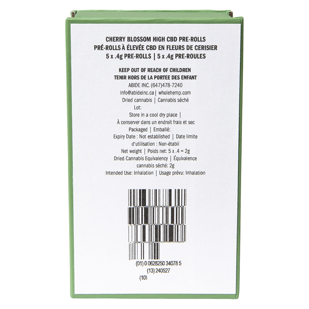 Cherry Blossom High CBD Pre-roll by WholeHemp - 5x0.4g - Image 4