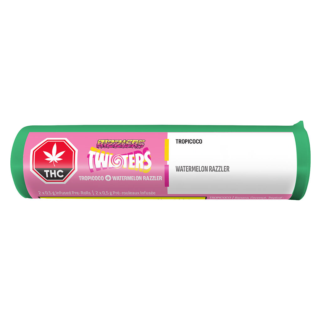 Twisters - Tropicoco & Watermelon Razzler Infused Pre-Roll by Rizzlers - 2x0.5g - Image 2