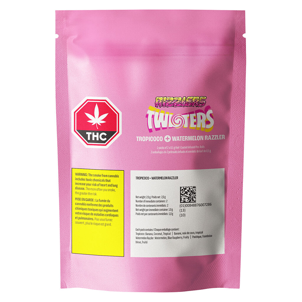 Twisters - Tropicoco & Watermelon Razzler Infused Pre-Roll by Rizzlers - 2x0.5g - Image 3
