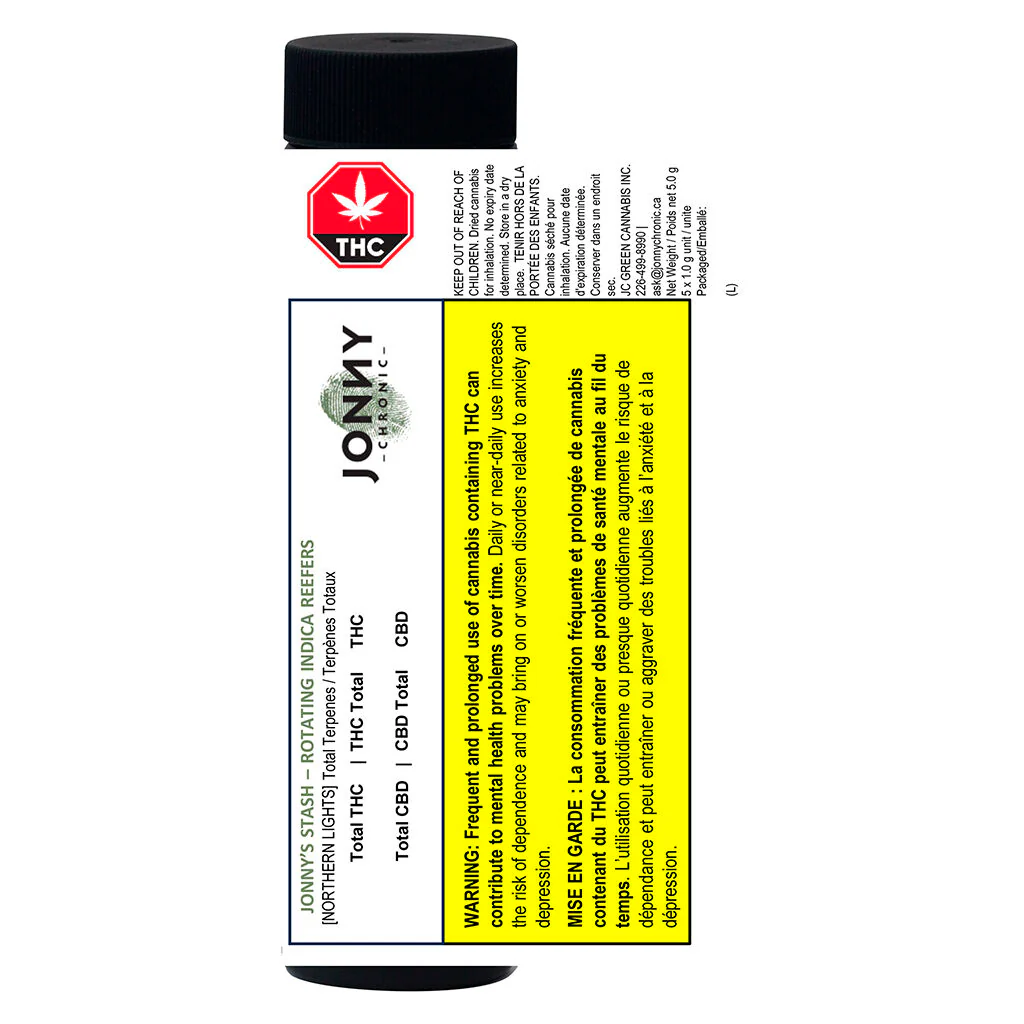 Jonny's Stash - Rotating Indica Reefers by Jonny Chronic - 5x1g - Image 3