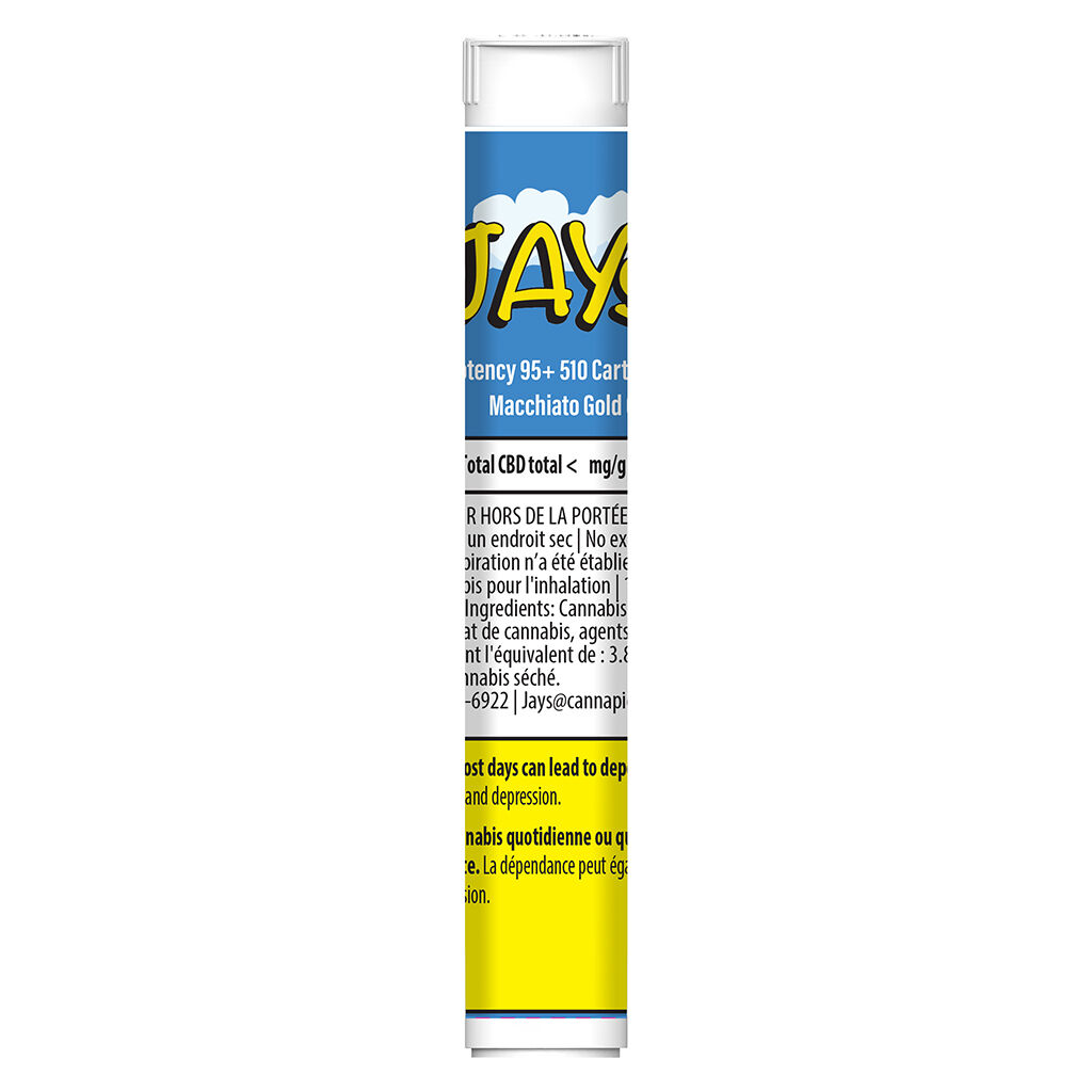 High Potency 95+ 510 Cartridge Macchiato Gold by JAYS - 0.95g - Image 2