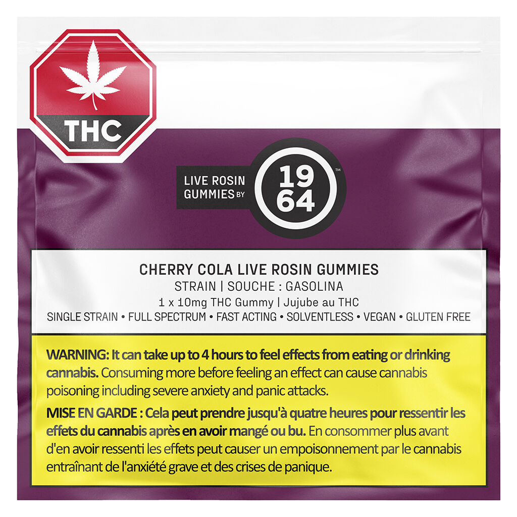 THC:CBD Cherry Cola Live Rosin Gummies by 1964 - 10x1 Pack - Image 2