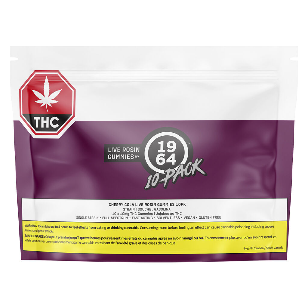 THC:CBD Cherry Cola Live Rosin Gummies by 1964 - 10x1 Pack - Image 3
