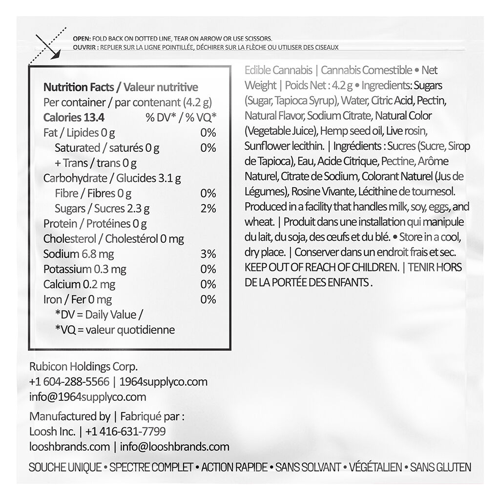 THC:CBD Cherry Cola Live Rosin Gummies by 1964 - 10x1 Pack - Image 4